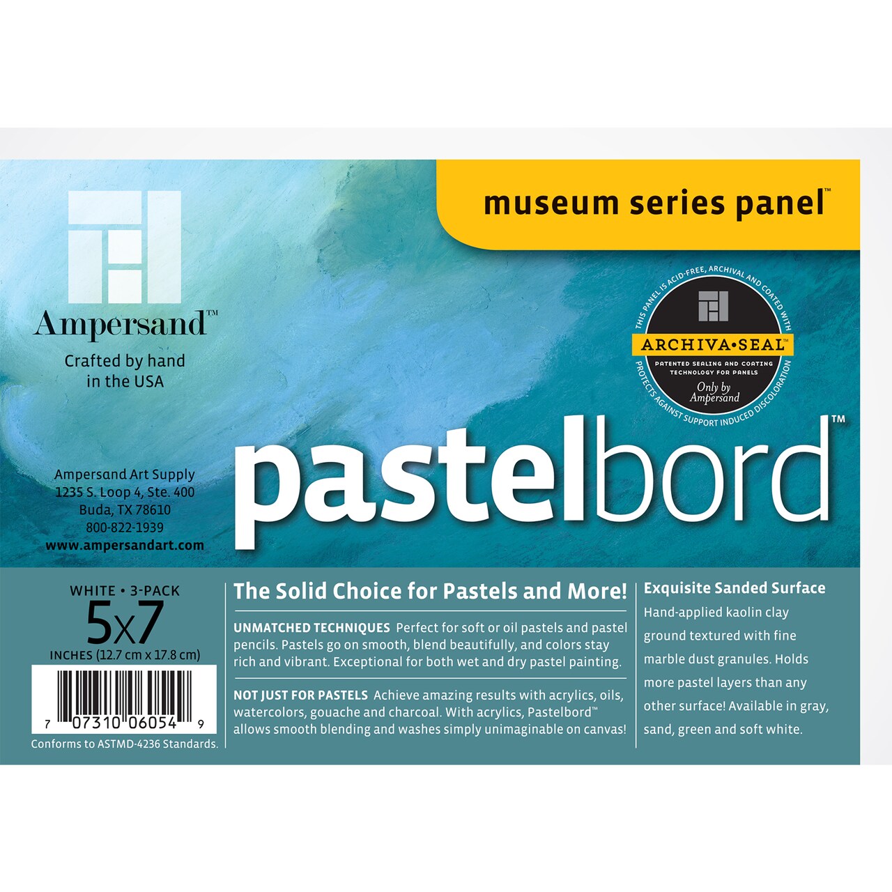 Ampersand Art Pastelbord, 5&#x22; x 7&#x22;, White, 3/Pkg.